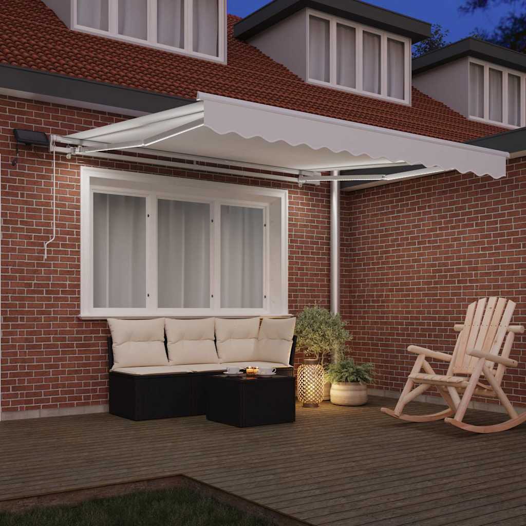 Skrovita tenda Bijelo 350 x 250 cm Tkanina i čelik