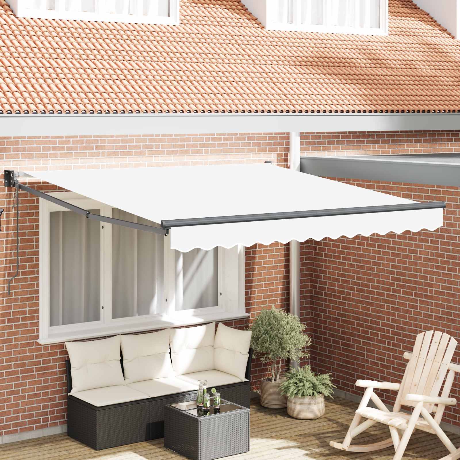Skrovita tenda Bijelo 350 x 250 cm Poliester i aluminij