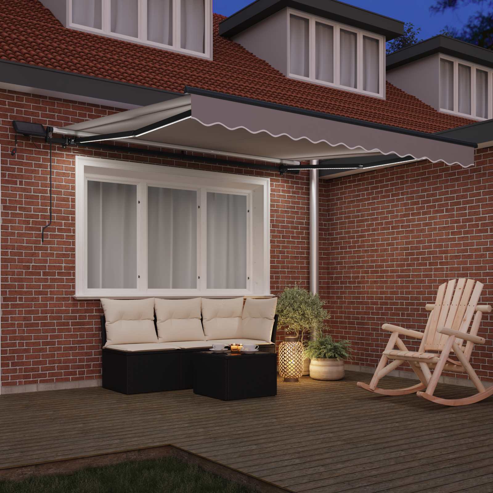 Skrovita tenda S LED lampica Svjetlosiva 350 x 250 cm tkanina