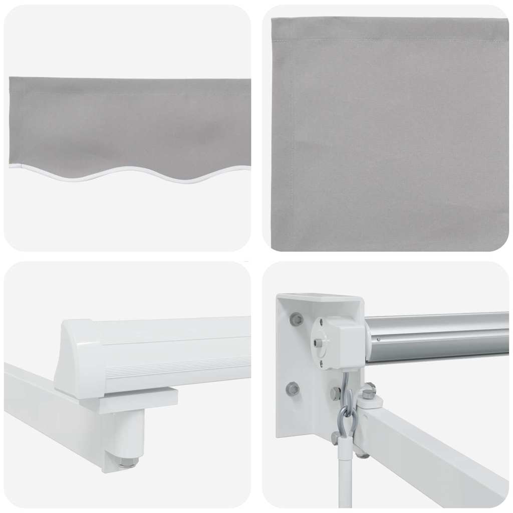 Skrovita tenda Svijetlo siva 350 x 250 cm Poliester i aluminij