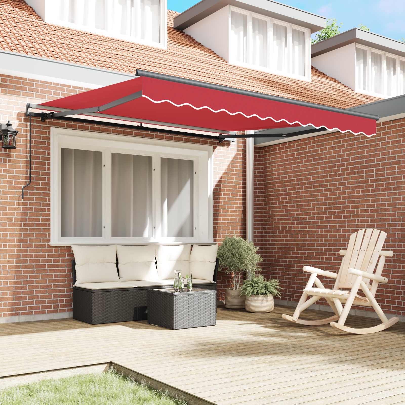 Skrovita tenda Crvena 350 x 250 cm Poliester i čelik