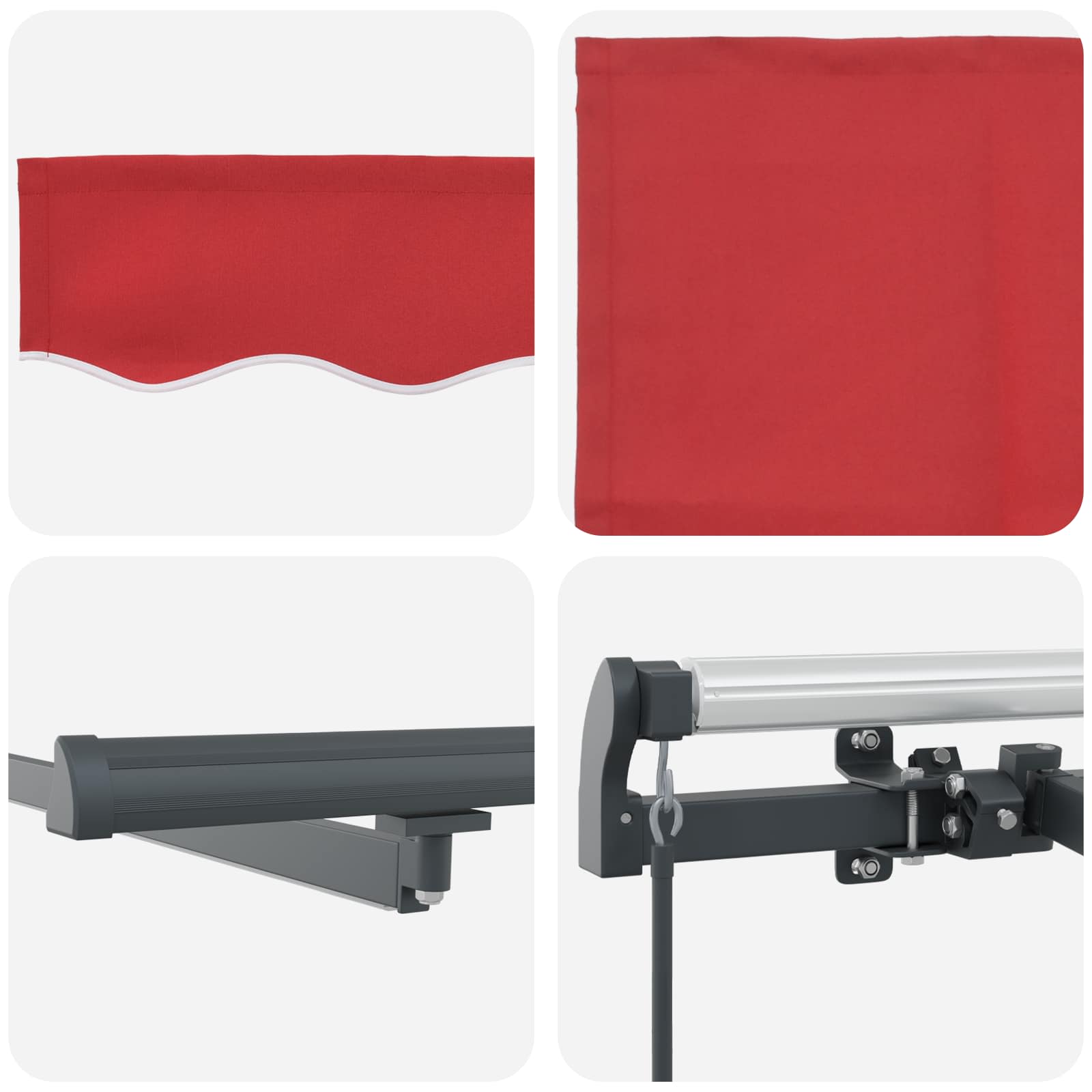 Skrovita tenda S LED lampica Crvena 350 x 250 cm tkanina
