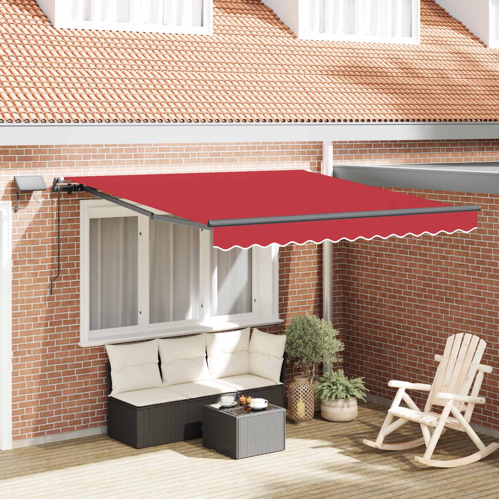Skrovita tenda S LED lampica Crvena 350 x 250 cm tkanina