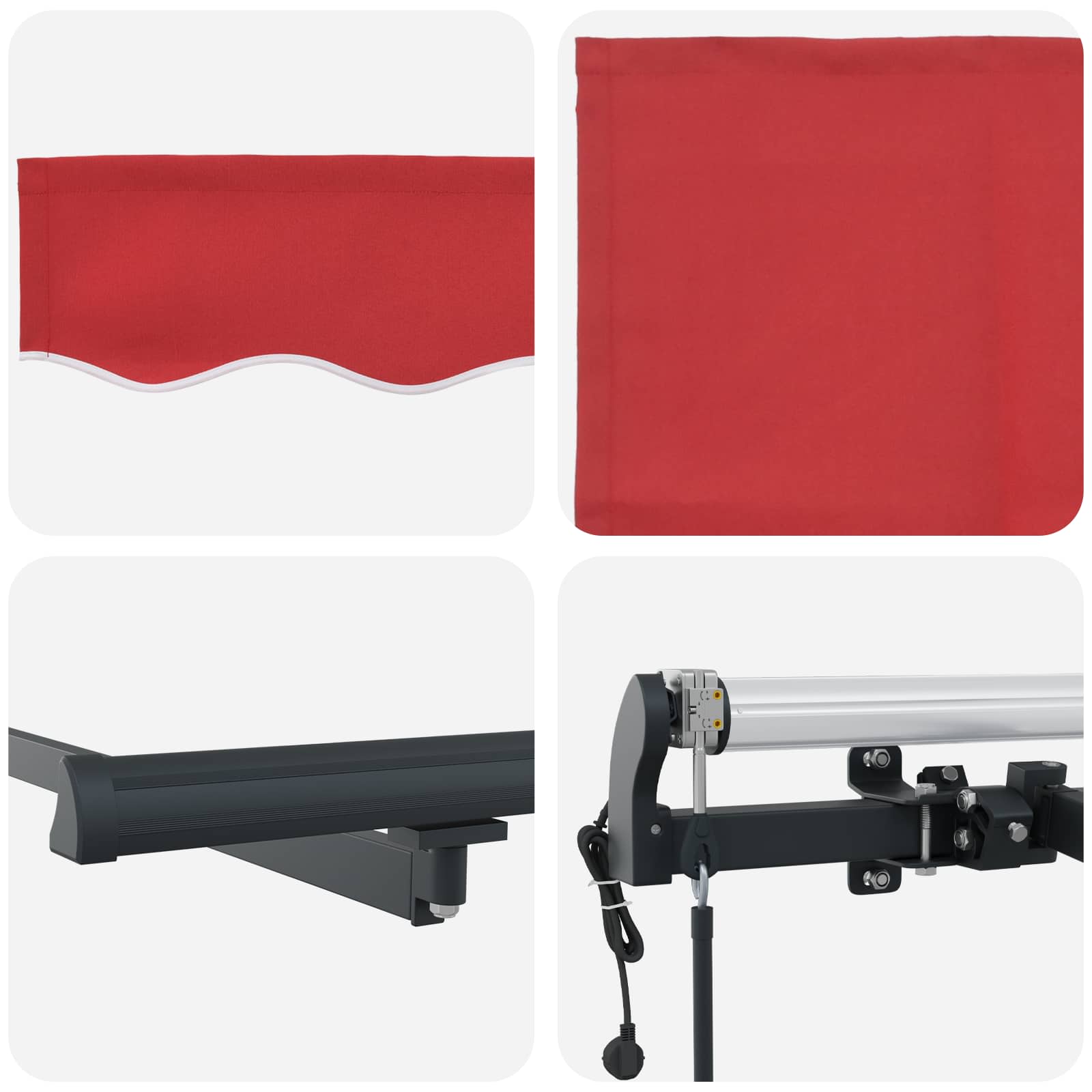 Skrovita tenda Crvena 350 x 250 cm Tkanina i Aluminij
