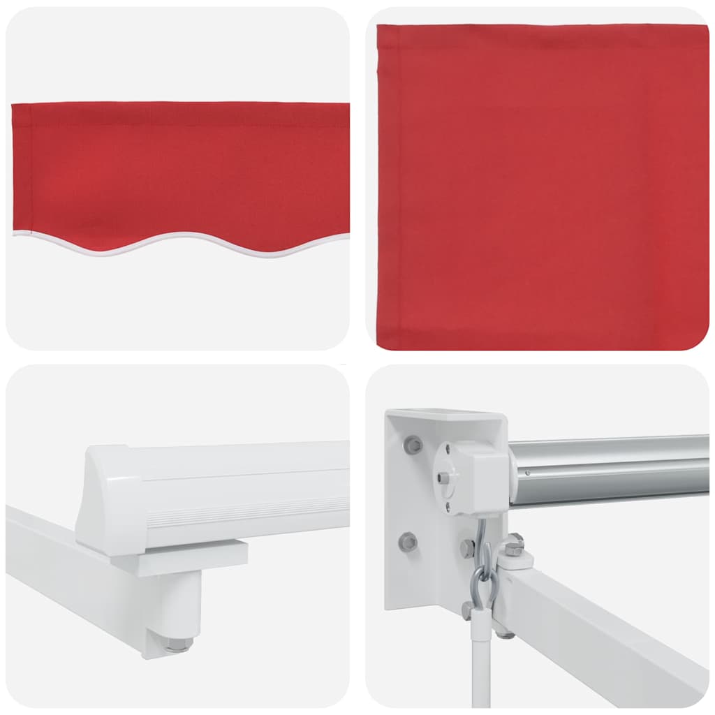 Skrovita tenda Crvena 350 x 250 cm Poliester i aluminij