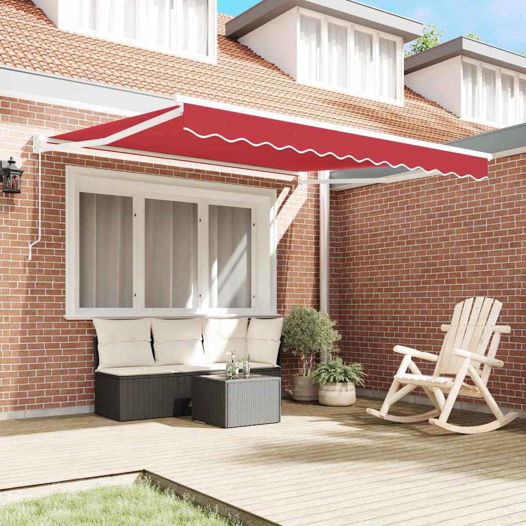 Skrovita tenda Crvena 350 x 250 cm Poliester i aluminij