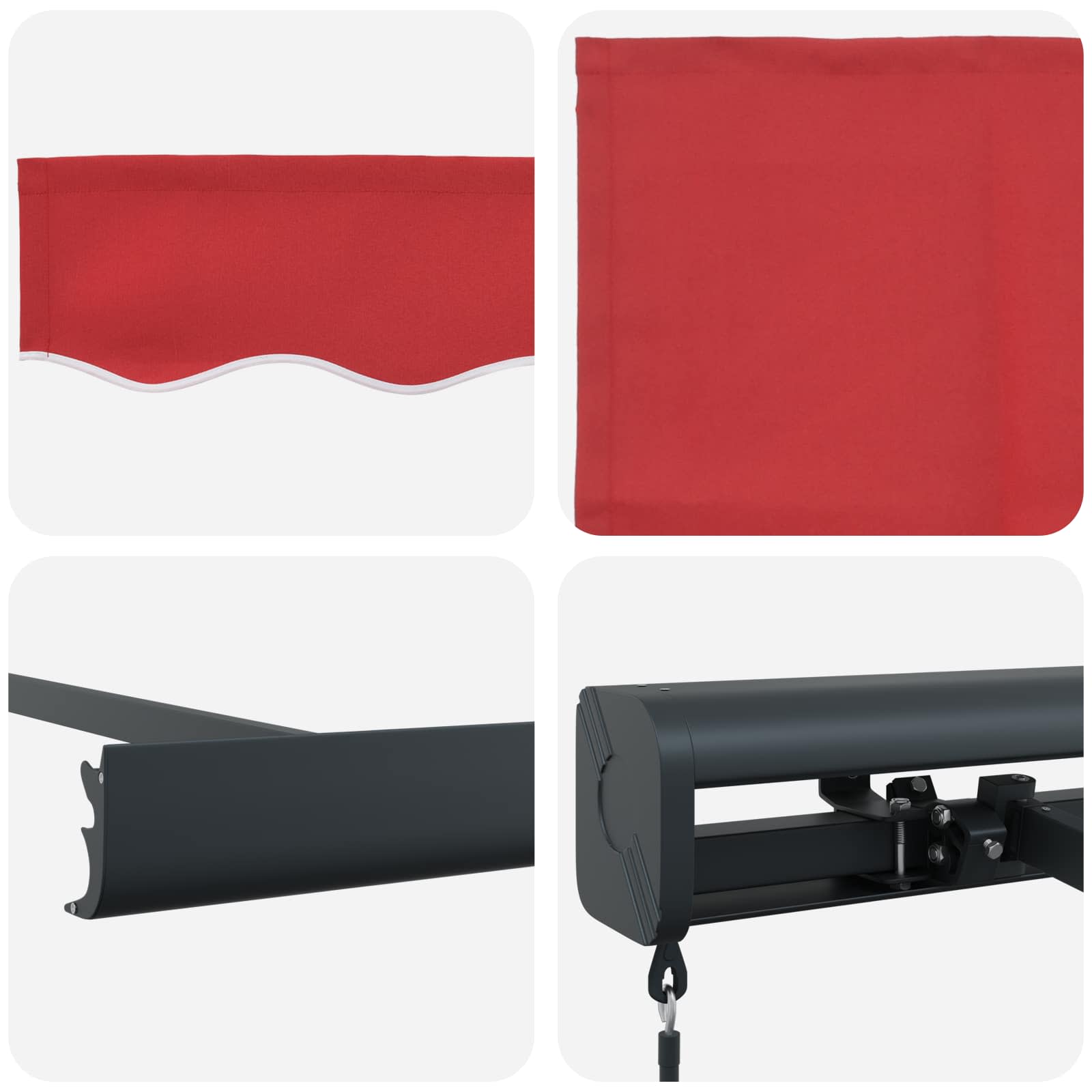 Povlačivi tende Crvena 350 x 250 cm Platno i Aluminij