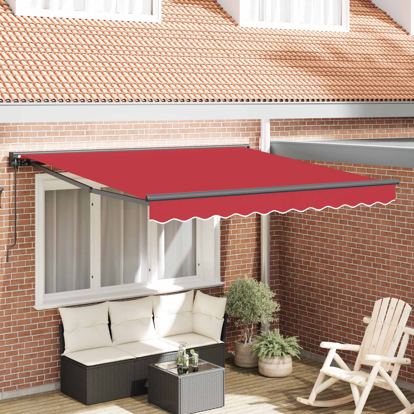 Okvir tende Crvena 350 x 250 cm Poliester s PU premazom