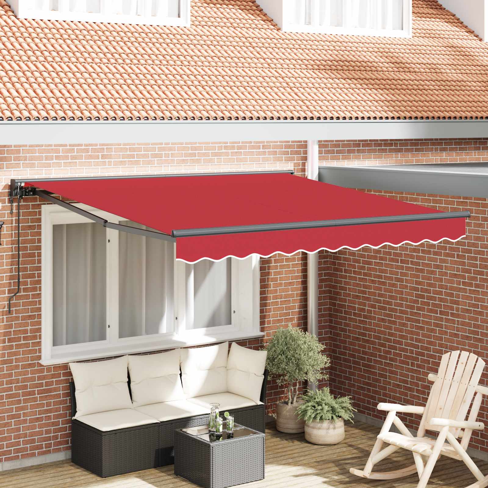 Okvir tende Crvena 350 x 250 cm Poliester s PU premazom