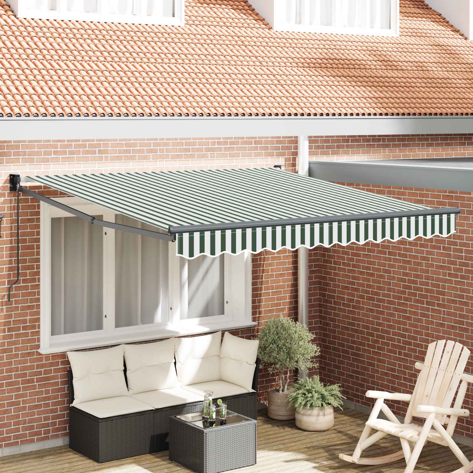 Skrovita tenda Zelena i bijela 350 x 250 cm