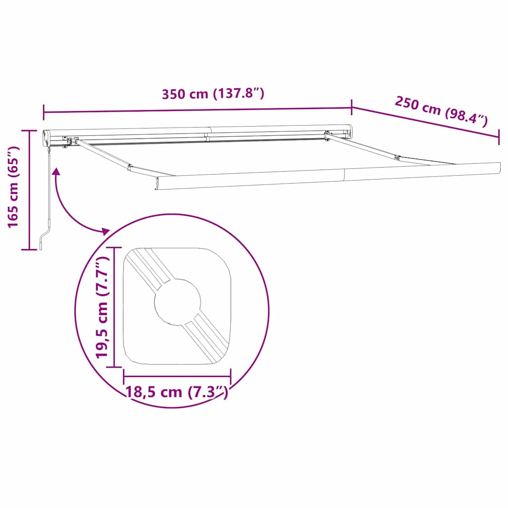 Povlačivi tende Zelena i bijela 350 x 250 cm Platno i Aluminij