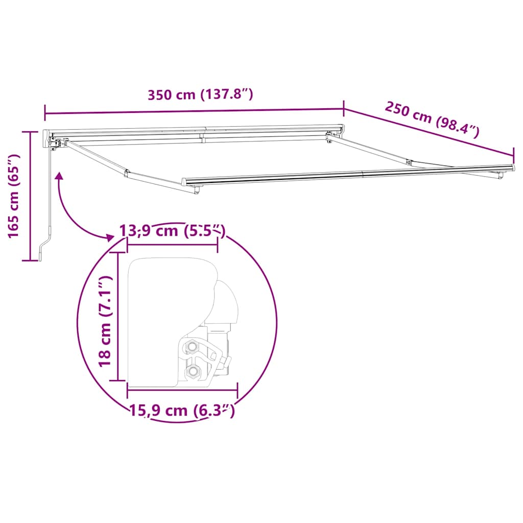 Okvir tende Zelena i bijela 350 x 250 cm