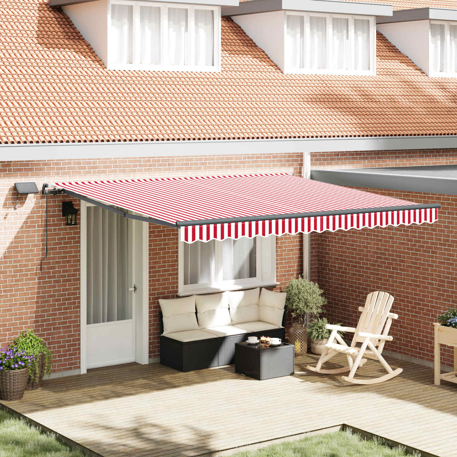 Skrovita tenda Crvena i bijela 400 ×300 cm tkanina