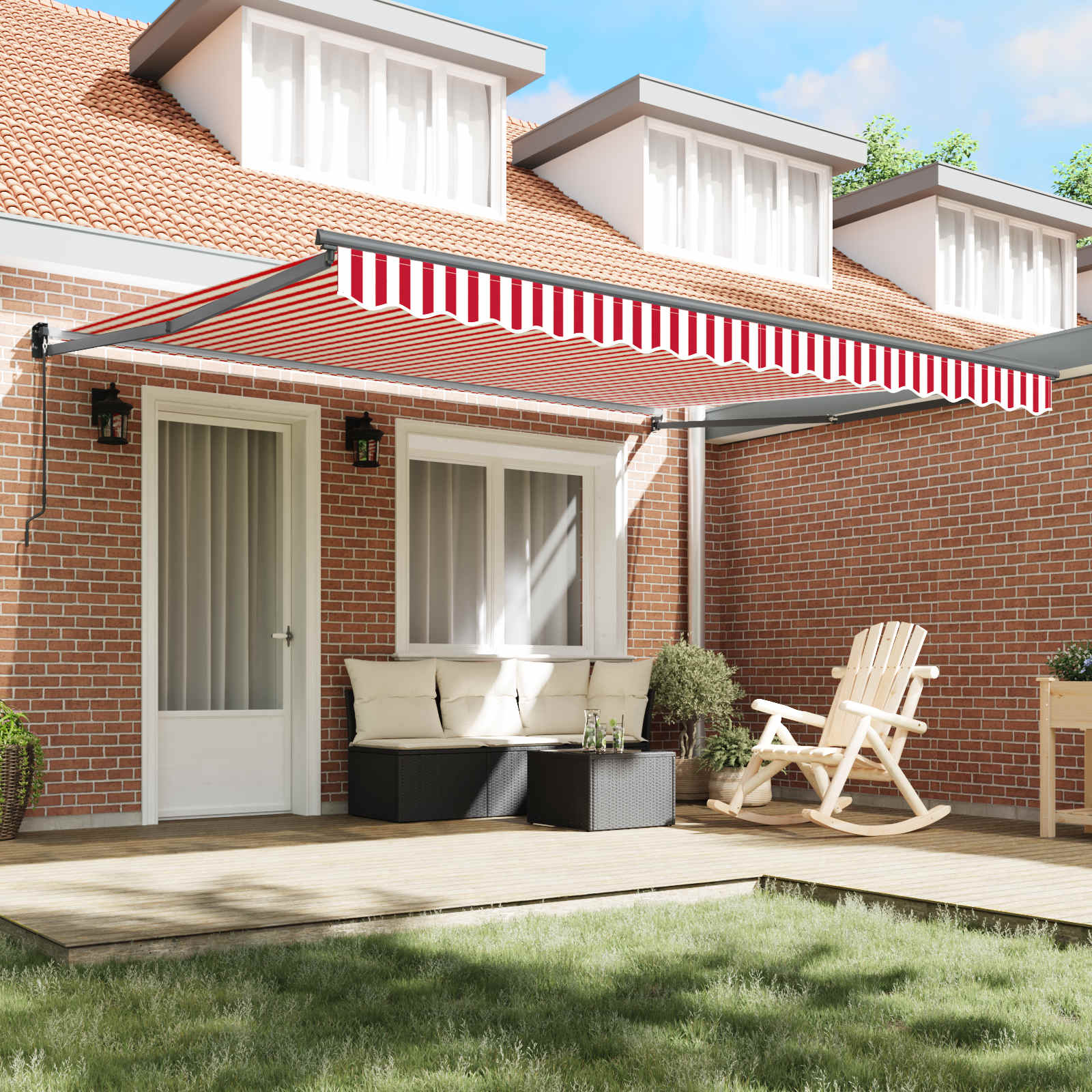 Skrovita tenda Crvena i bijela 400 × 300 cm