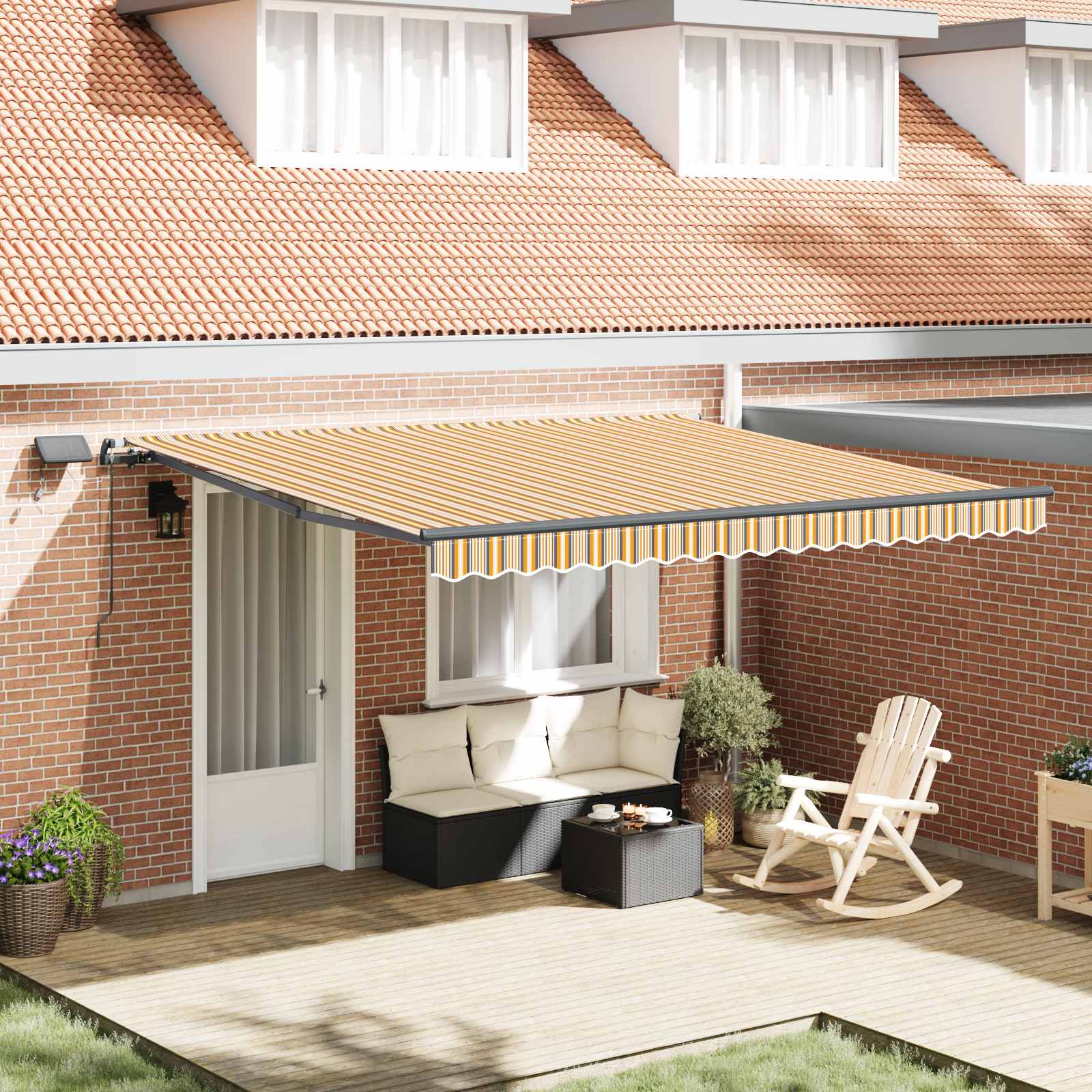 Skrovita tenda S LED lampica Šareni 400 ×300 cm tkanina