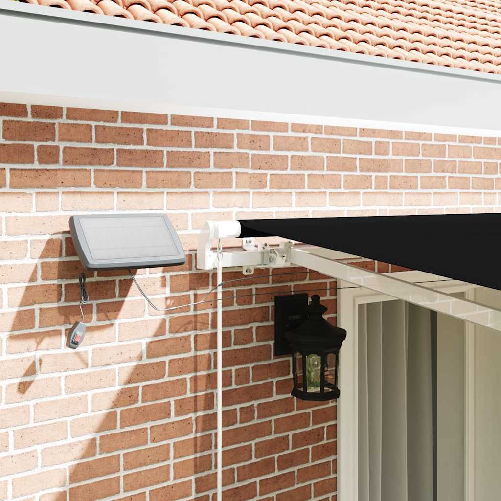 Skrovita tenda S LED lampica Crna 400 × 300 cm Tkanina i čelik