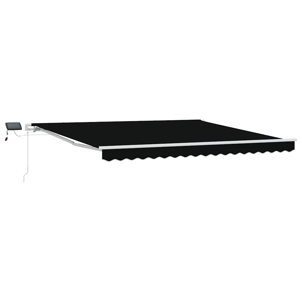 Skrovita tenda S LED lampica Crna 400 × 300 cm Tkanina i čelik