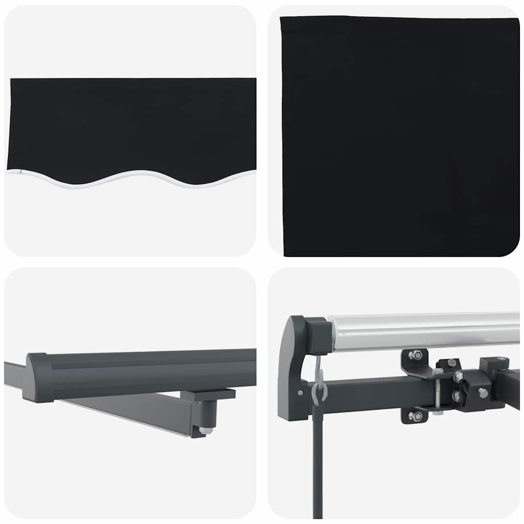 Skrovita tenda S LED lampica Crna 400 ×300 cm tkanina