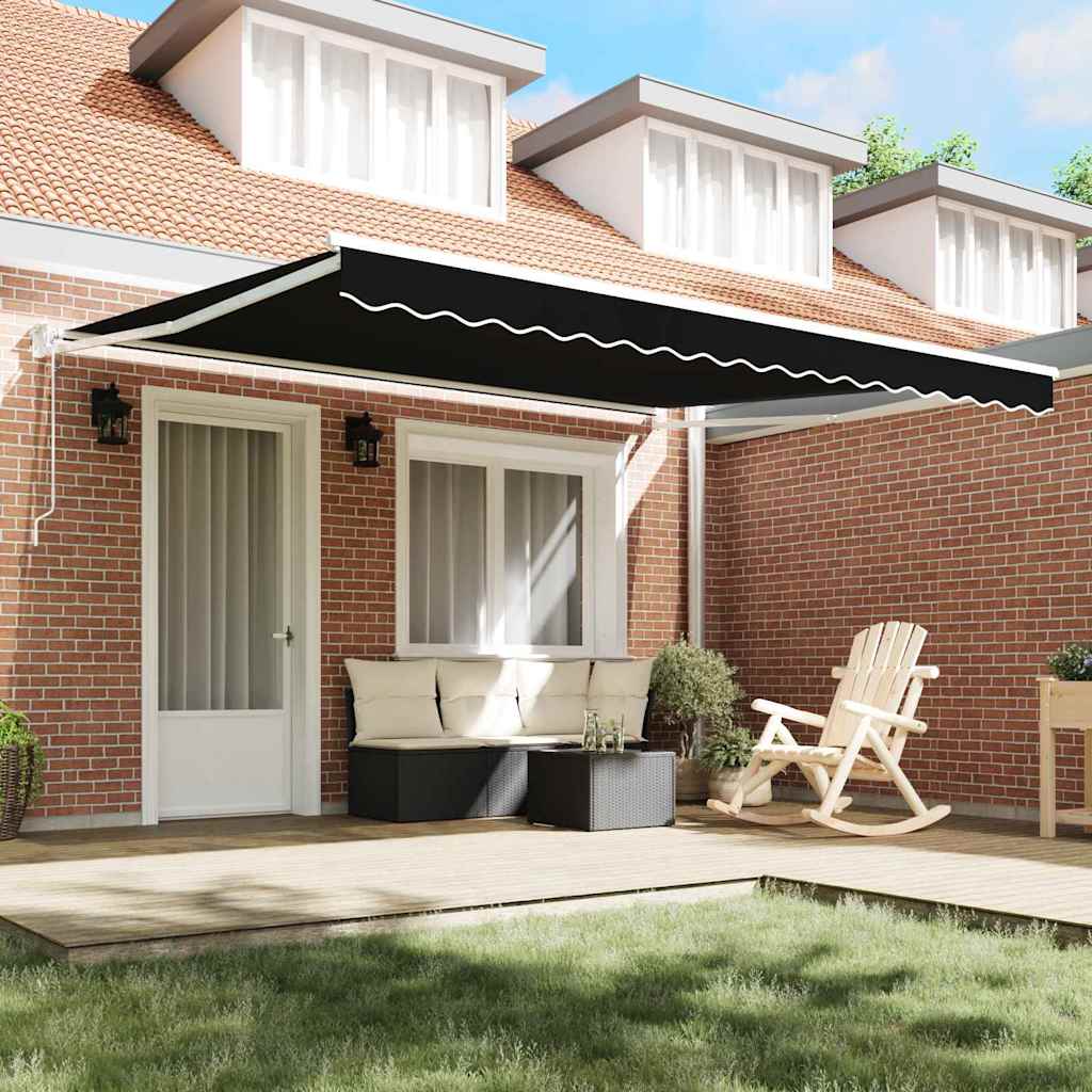 Skrovita tenda Crna 400 × 300 cm Poliester i aluminij