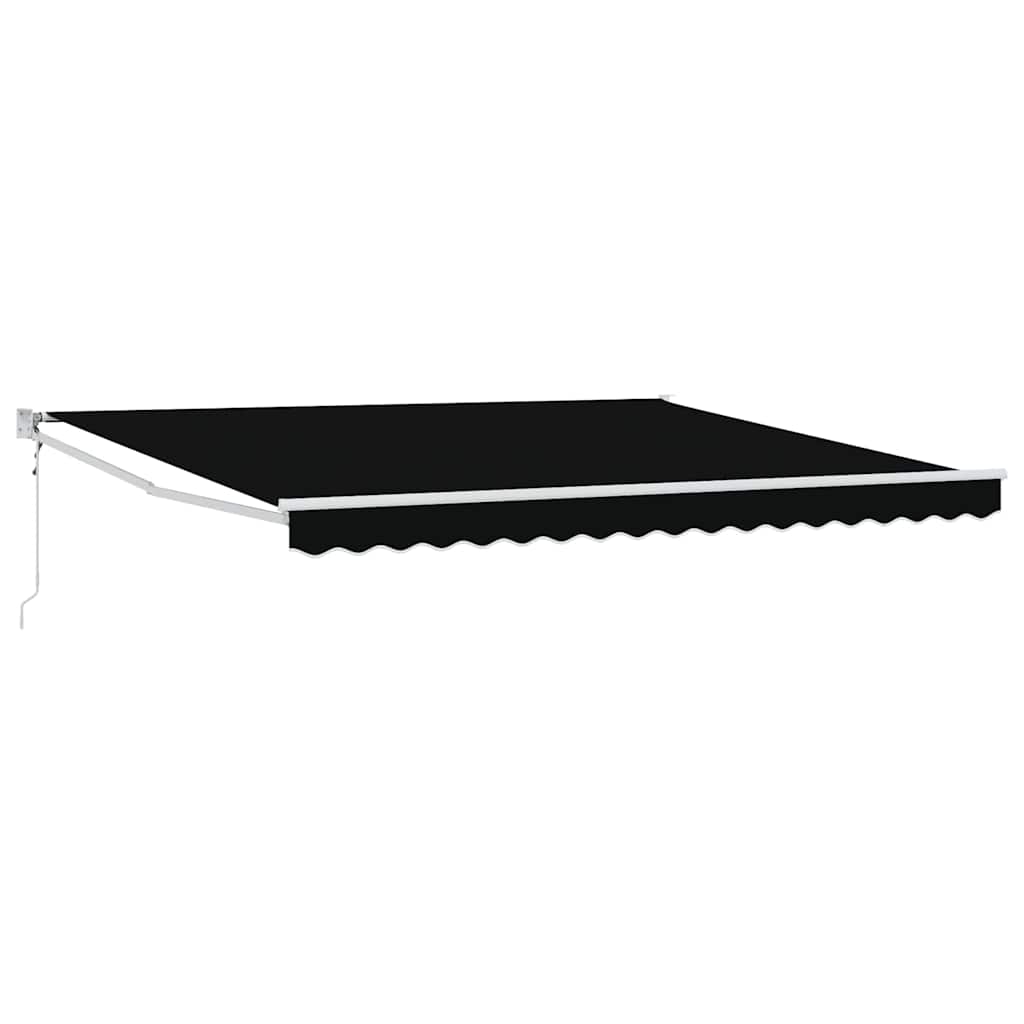 Skrovita tenda Crna 400 × 300 cm Poliester i aluminij