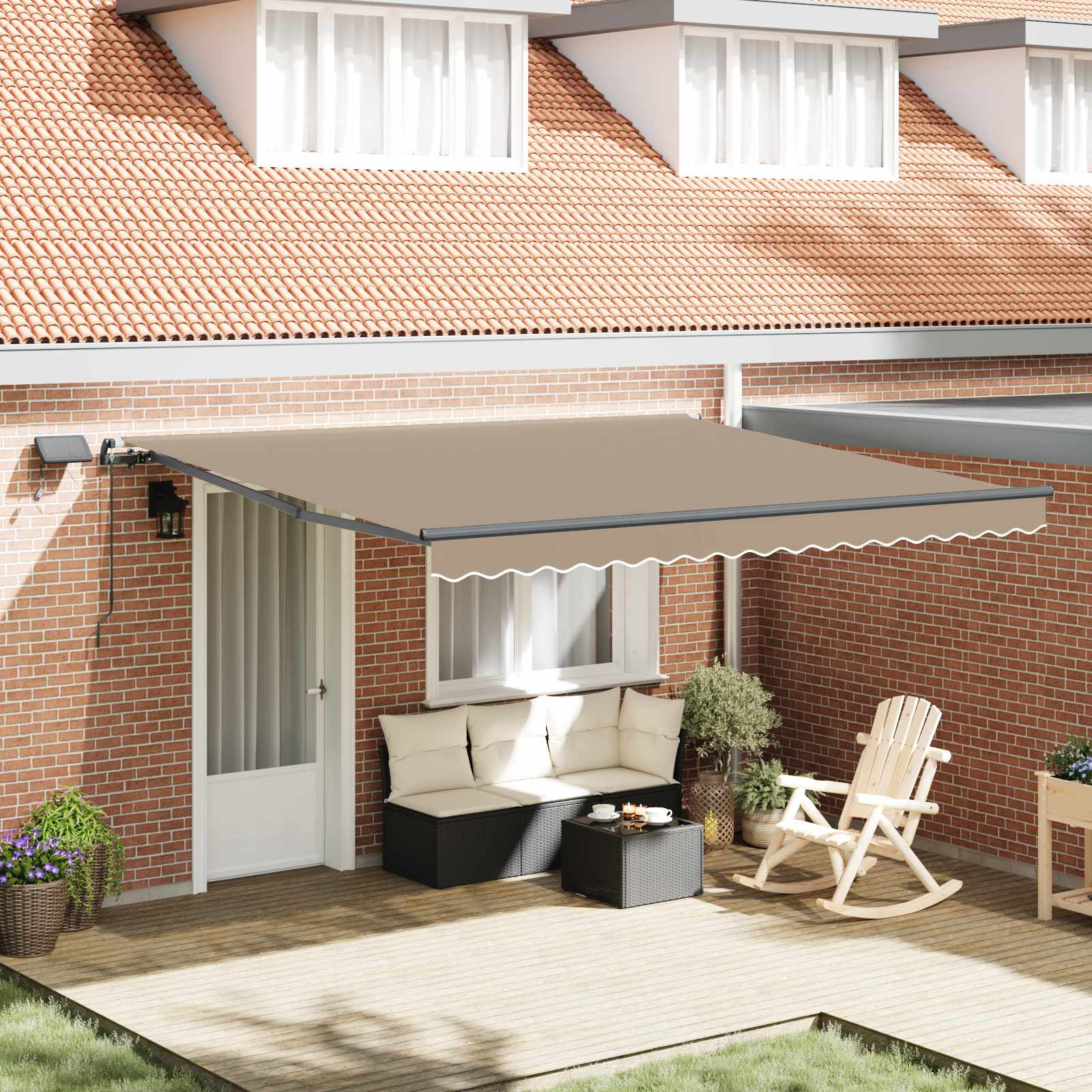 Skrovita tenda S LED lampica Bež 400 ×300 cm tkanina