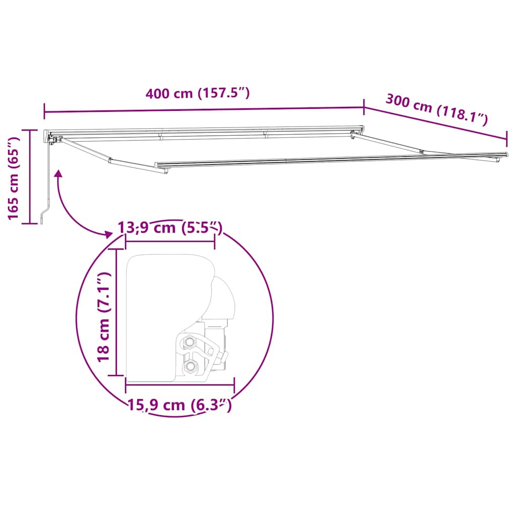 Okvir tende Bijeli 400 × 300 cm Poliester s PU premazom
