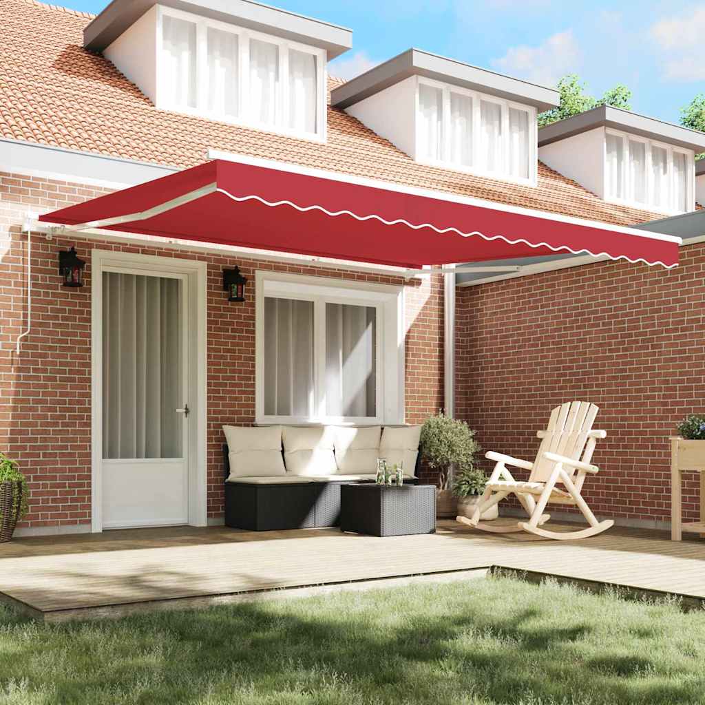 Skrovita tenda Crvena 400 × 300 cm Poliester i aluminij