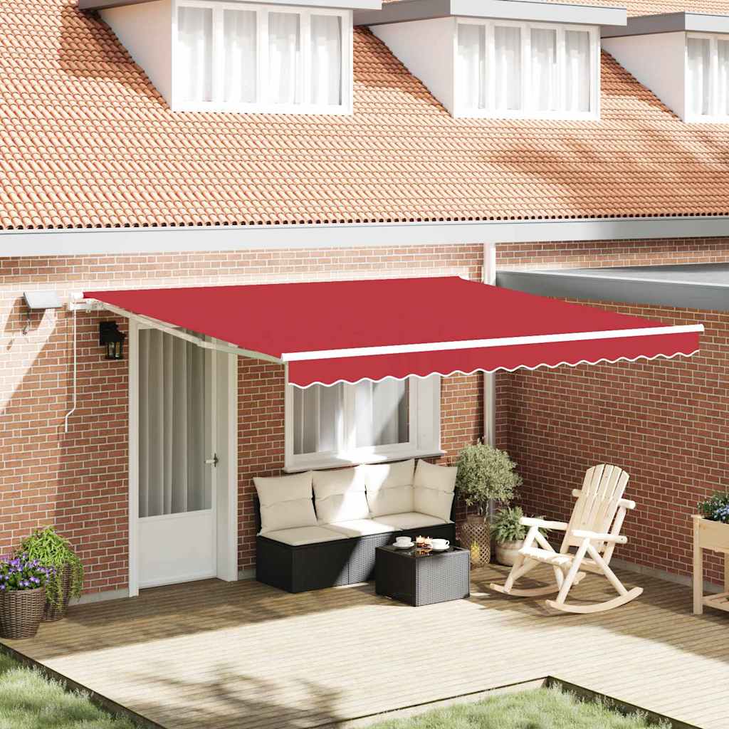 Skrovita tenda Crvena 400 × 300 cm Tkanina i čelik