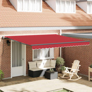 Skrovita tenda Crvena 400 × 300 cm Tkanina i Aluminij
