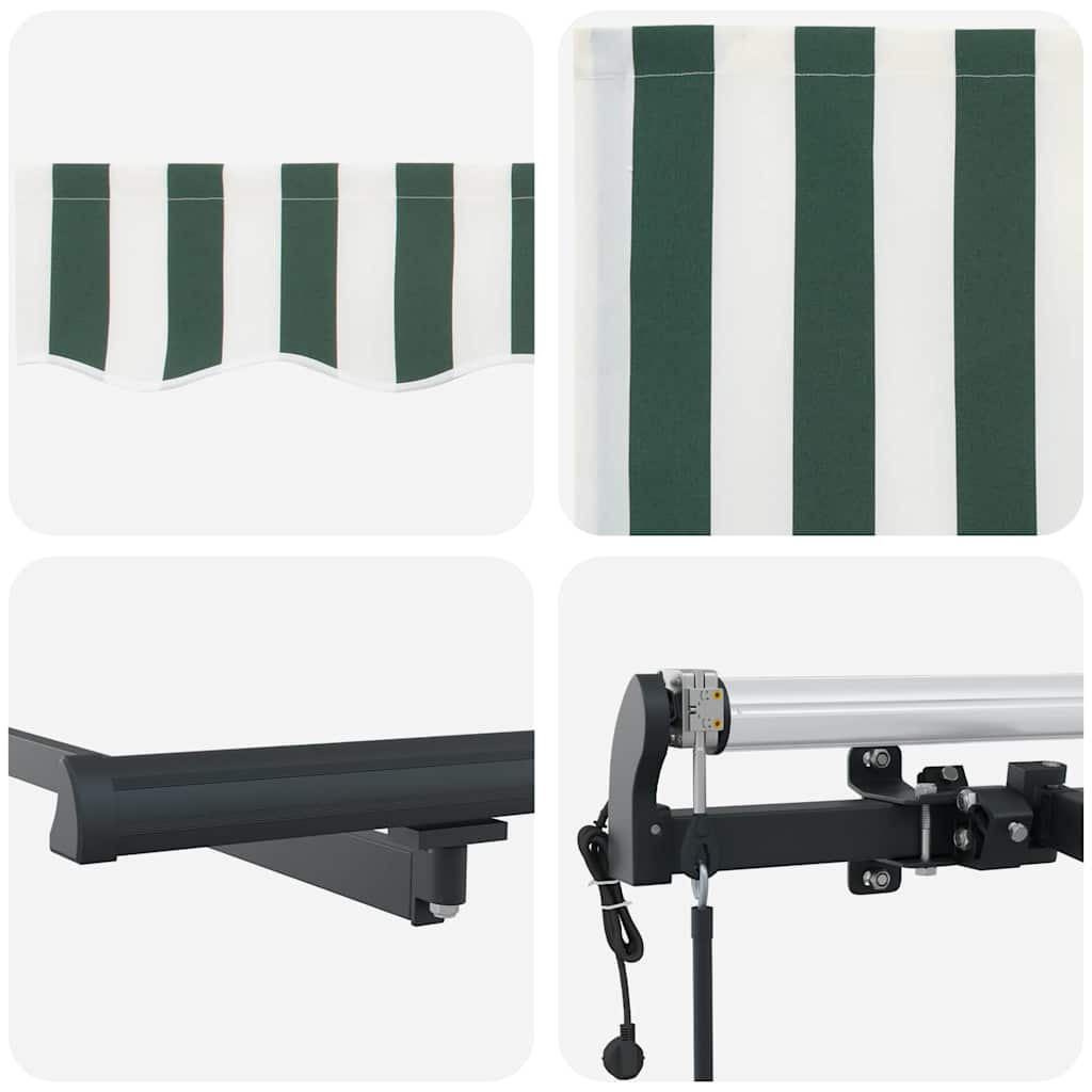 Skrovita tenda Zelena i bijela 400 × 300 cm Tkanina i Aluminij