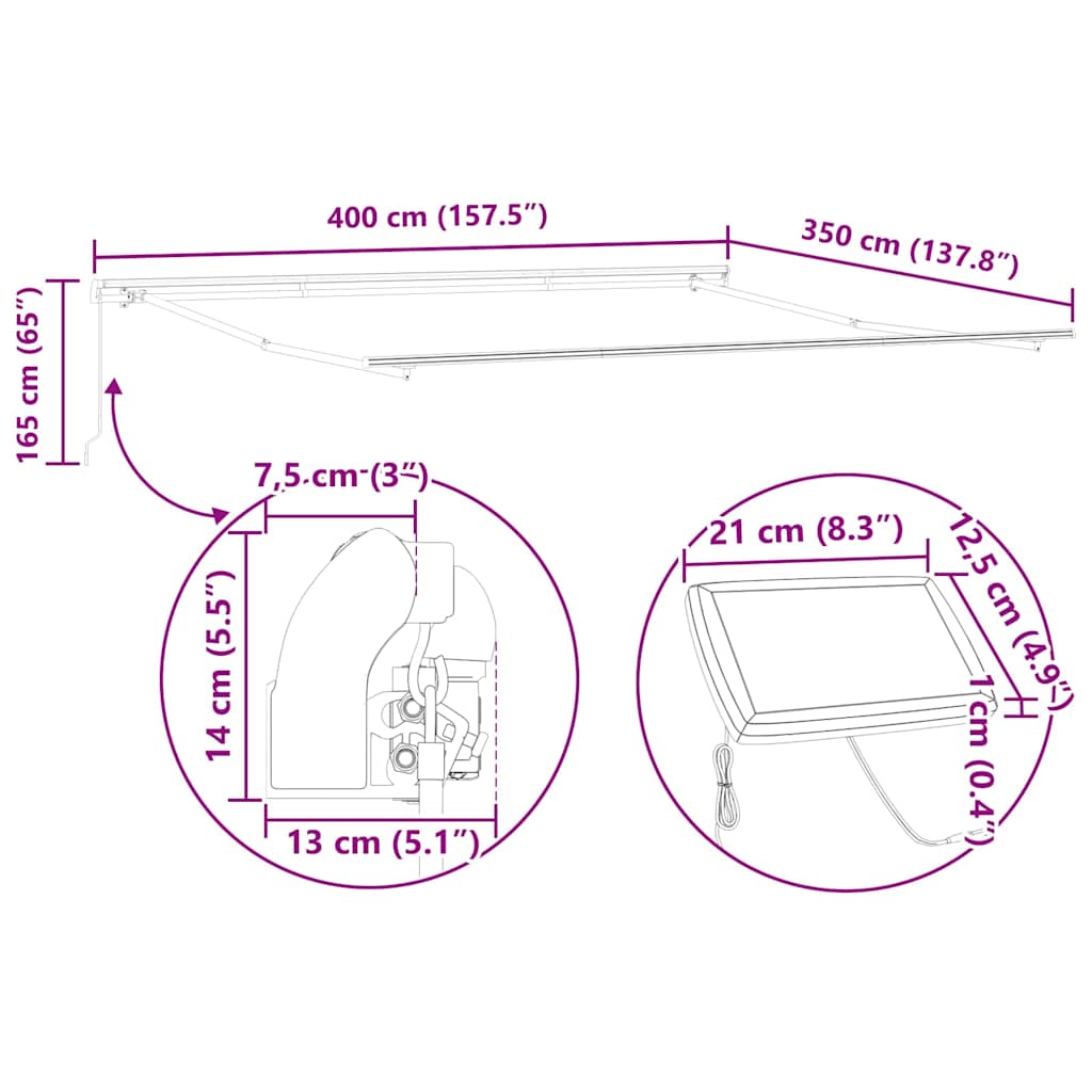 Skrovita tenda narančasta i smeđa 400 × 300 cm Tkanina i čelik