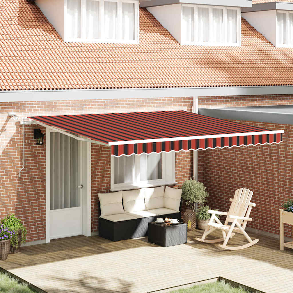 Skrovita tenda S LED lampica Narančasta i smeđa 400 × 350 cm