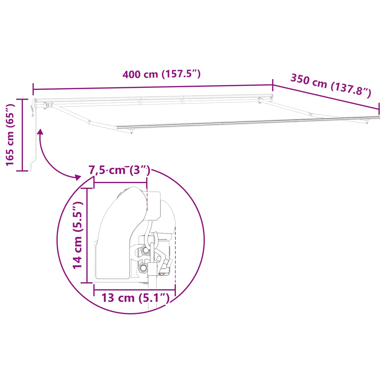 Povlačivi tende narančasta i smeđa 400 × 350 cm