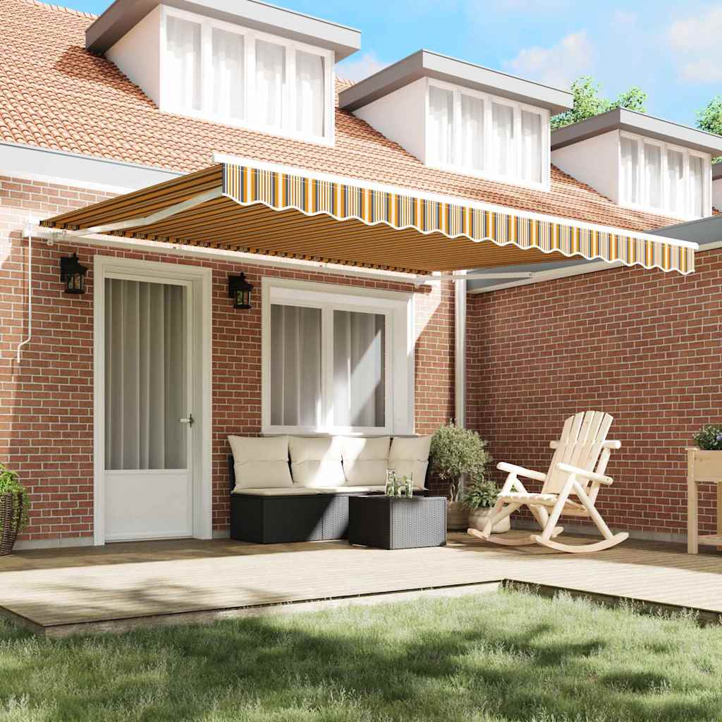 Skrovita tenda Šareni 400 × 350 cm Poliester i aluminij