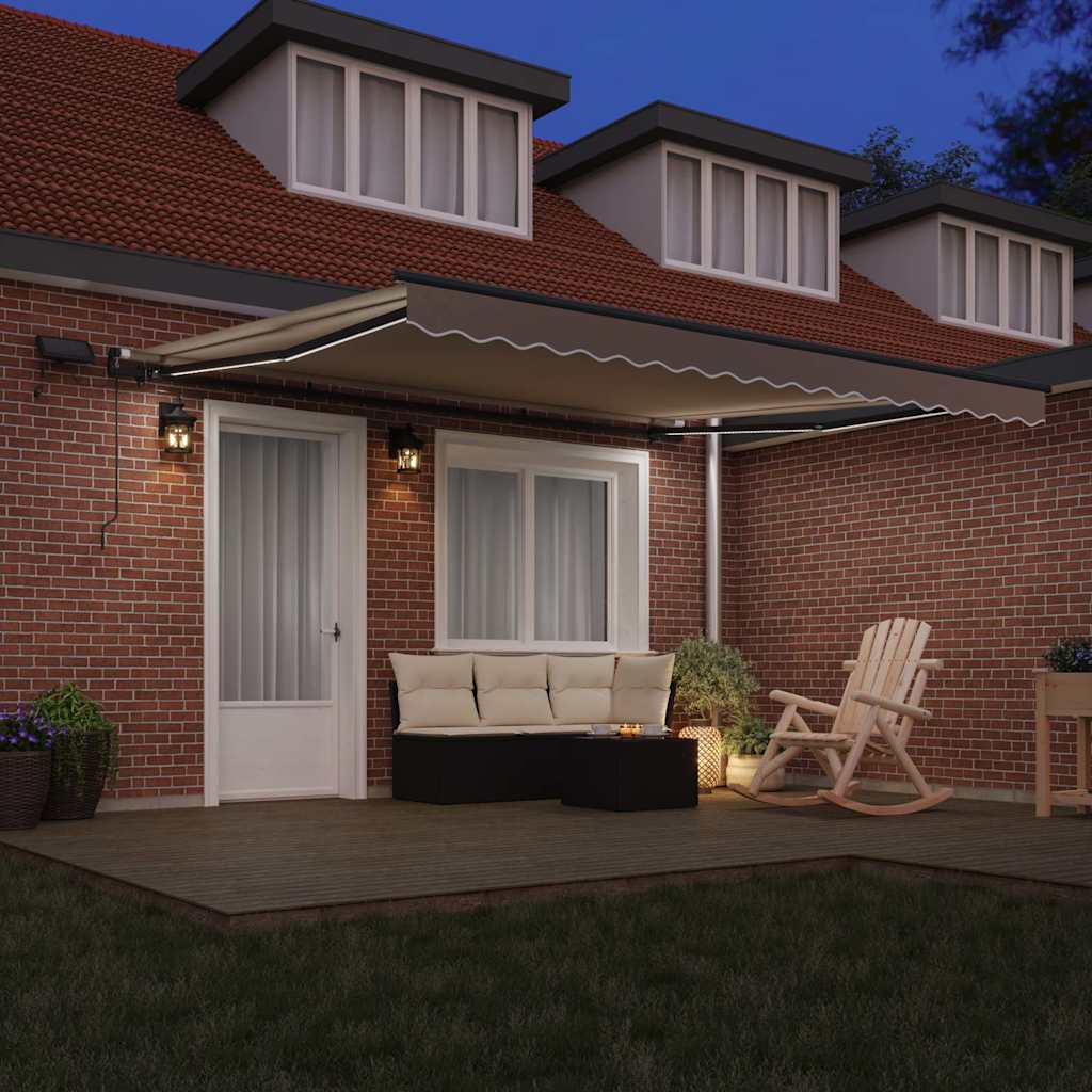 Skrovita tenda S LED lampica Bež 400 ×350 cm tkanina