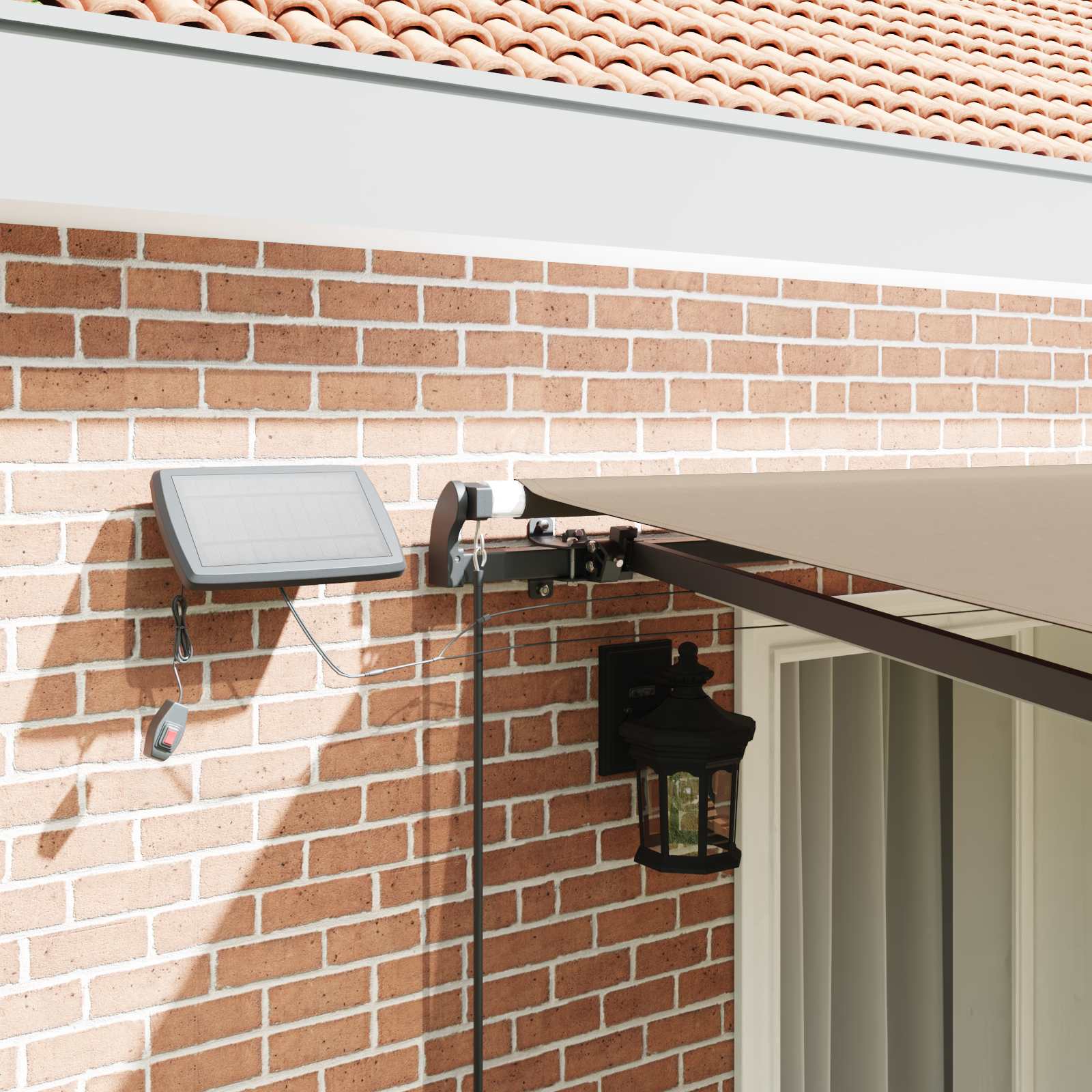 Skrovita tenda S LED lampica Bež 400 ×350 cm tkanina