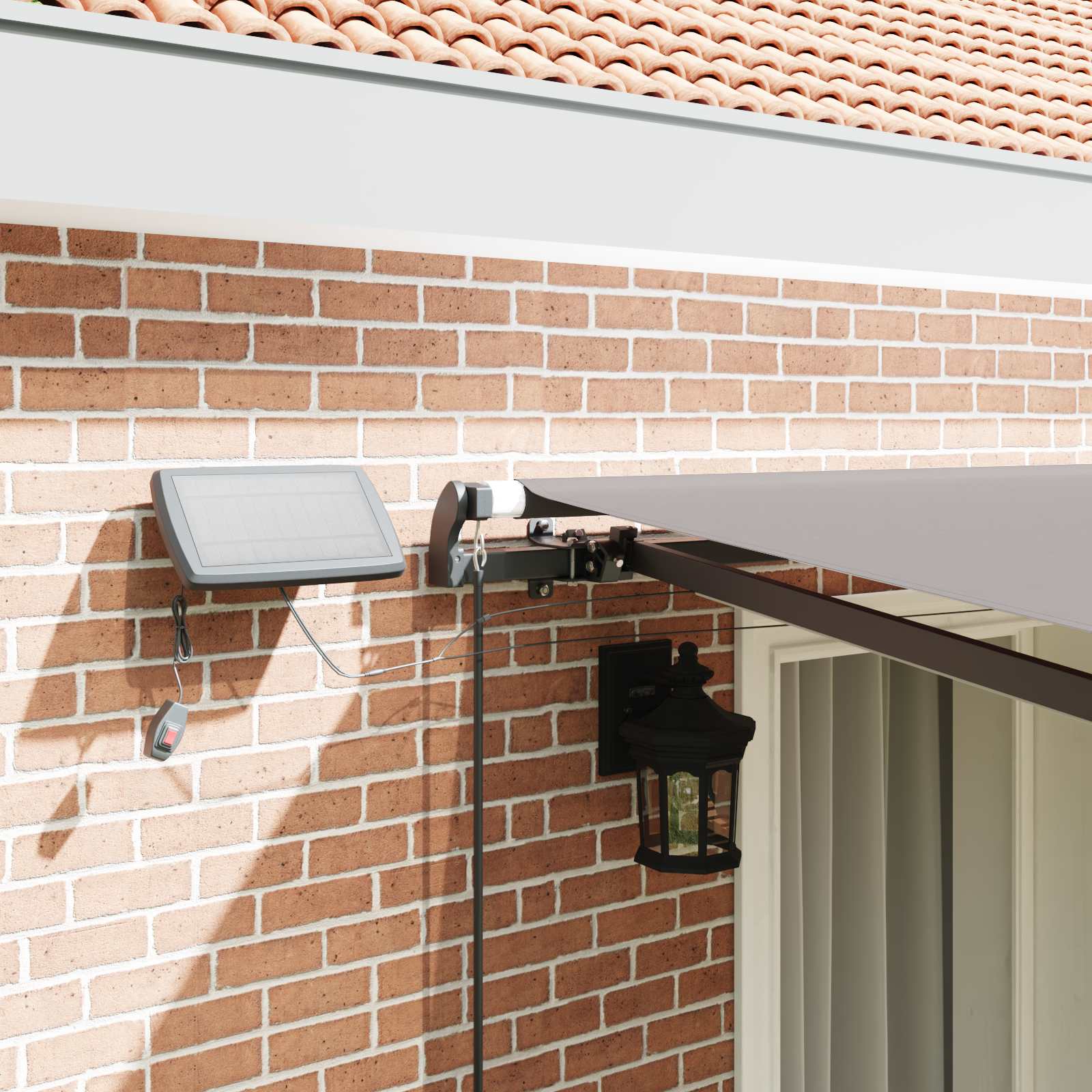 Skrovita tenda S LED lampica Svjetlosiva 400 ×350 cm tkanina