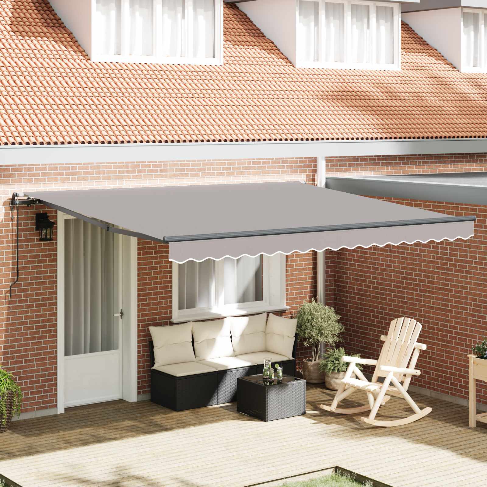 Skrovita tenda Svijetlo siva 400 × 350 cm Tkanina i Aluminij