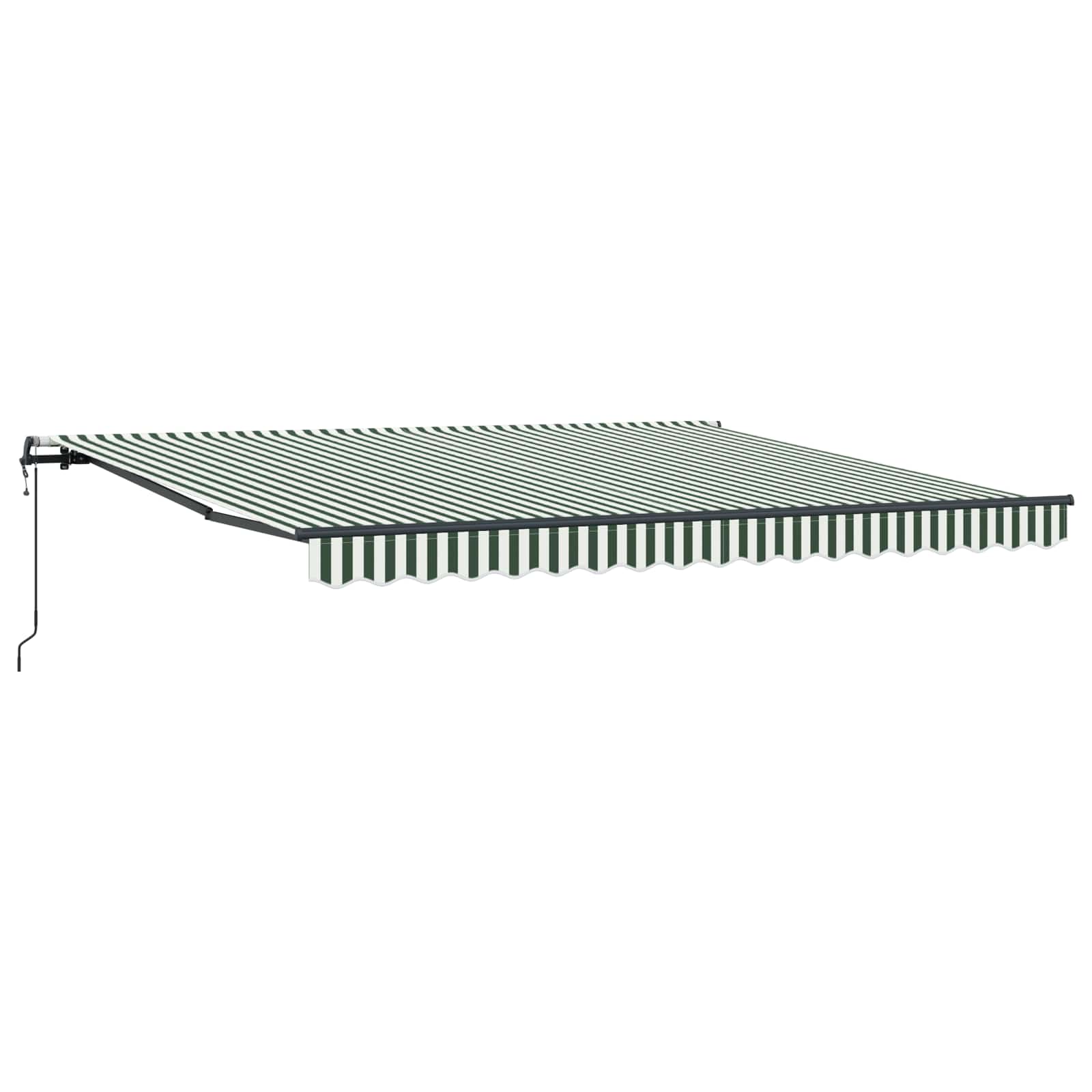 Skrovita tenda Zelena i bijela 400 × 350 cm Tkanina i Aluminij