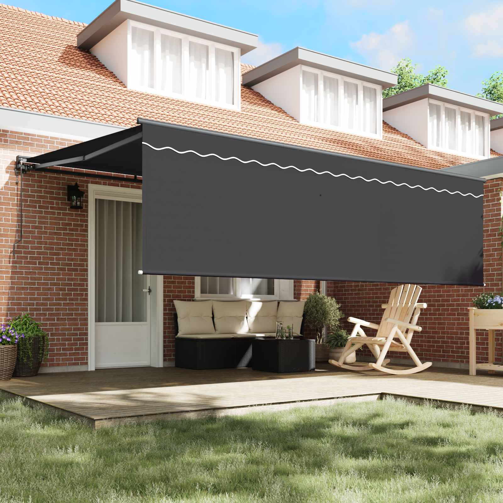 Skrovita tenda Antracit 450 × 350 cm Poliester i aluminij