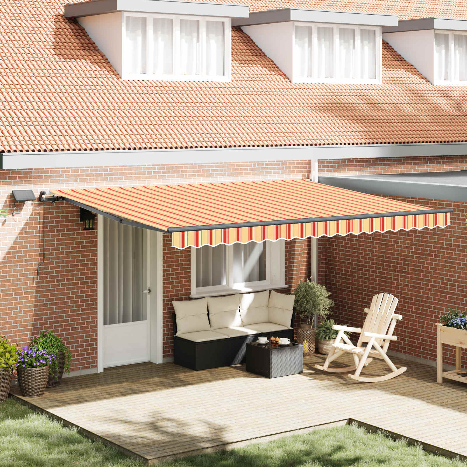 Skrovita tenda žuta i narančasta 450 ×300 cm tkanina