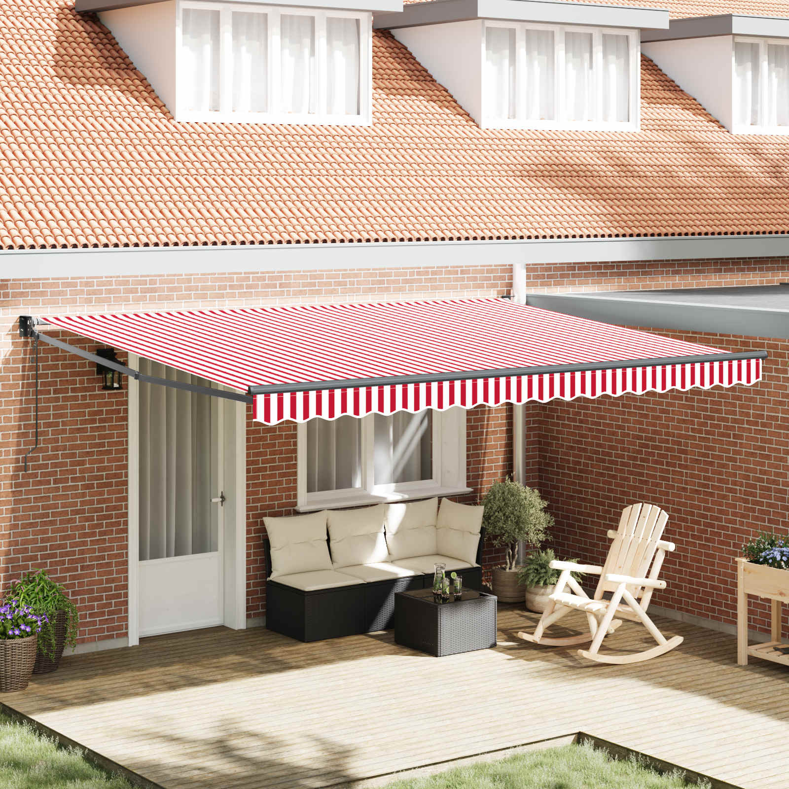 Skrovita tenda Crvena i bijela 450 × 300 cm