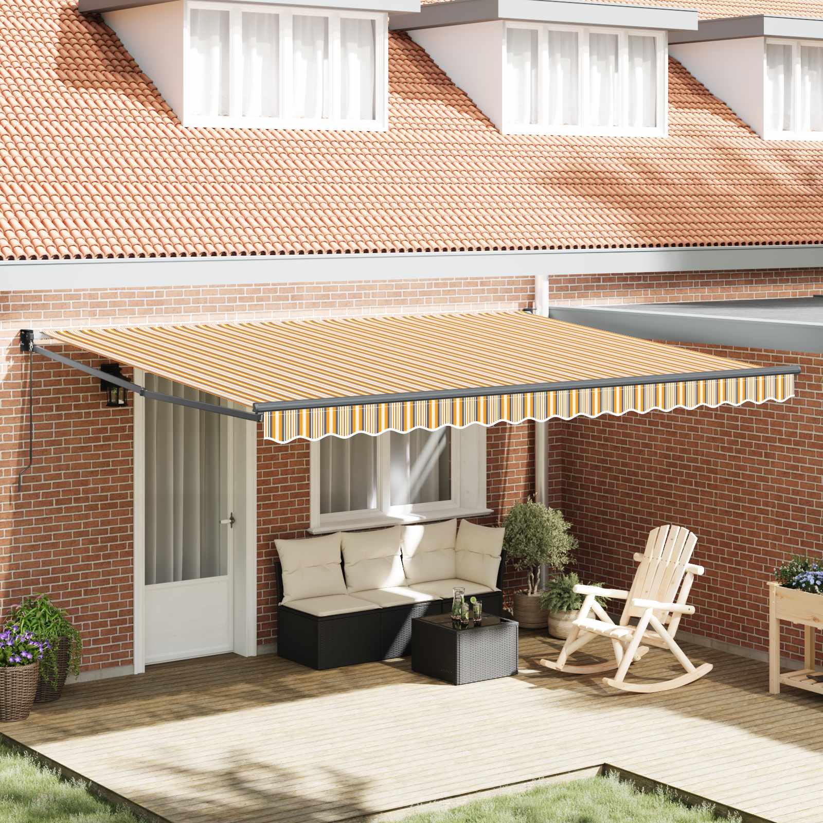 Povlačivi tende Šareni 450 × 300 cm 100% Poliester i Aluminij