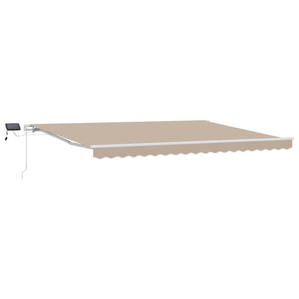 Skrovita tenda S LED lampica Bež 450 × 300 cm Tkanina i čelik