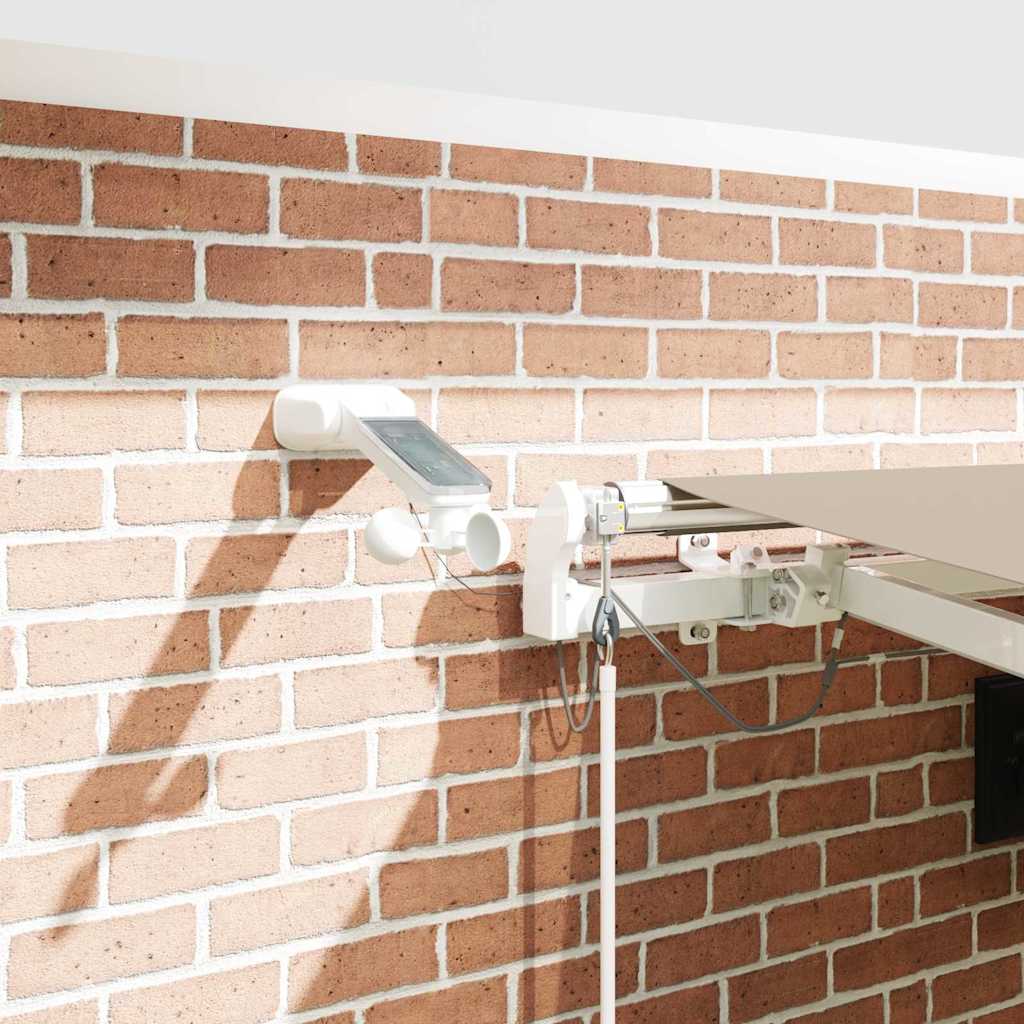 Skrovita tenda S LED lampica Bež 450 × 300 cm Poliester i metal