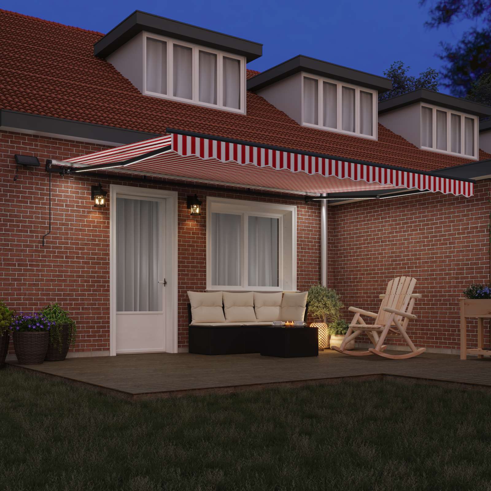Skrovita tenda Crvena i bijela 450 ×350 cm tkanina