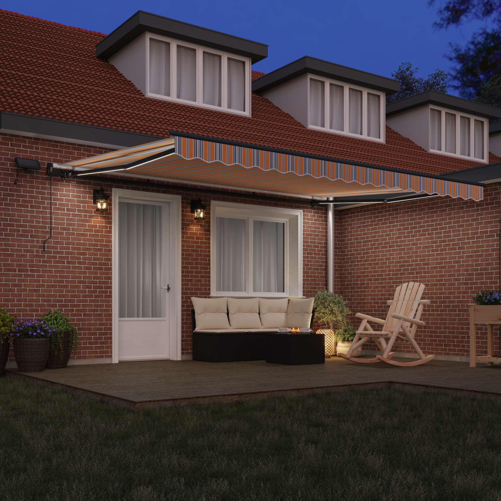 Skrovita tenda S LED lampica Šareni 450 ×350 cm tkanina
