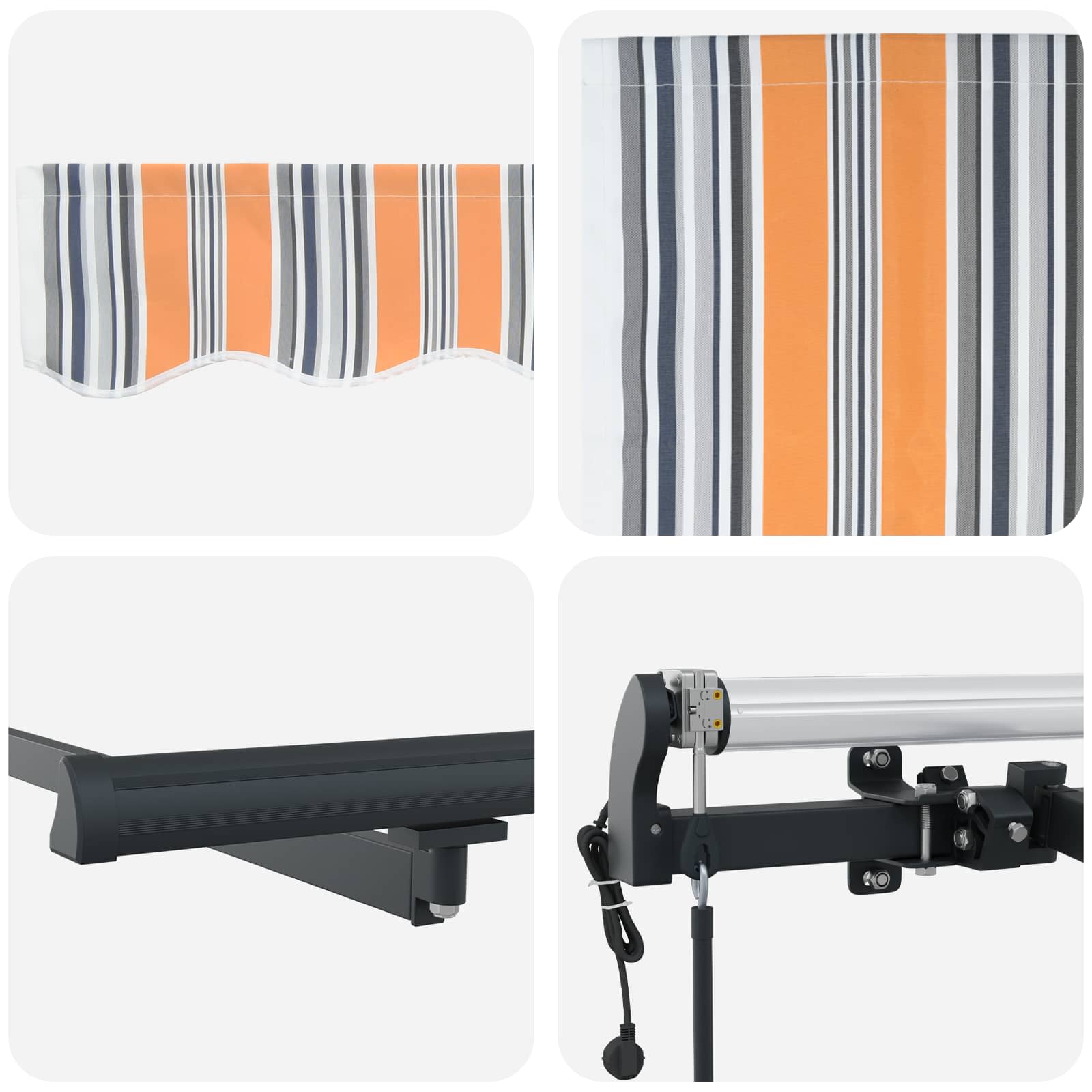 Skrovita tenda Šareni 450 × 350 cm Tkanina i Aluminij