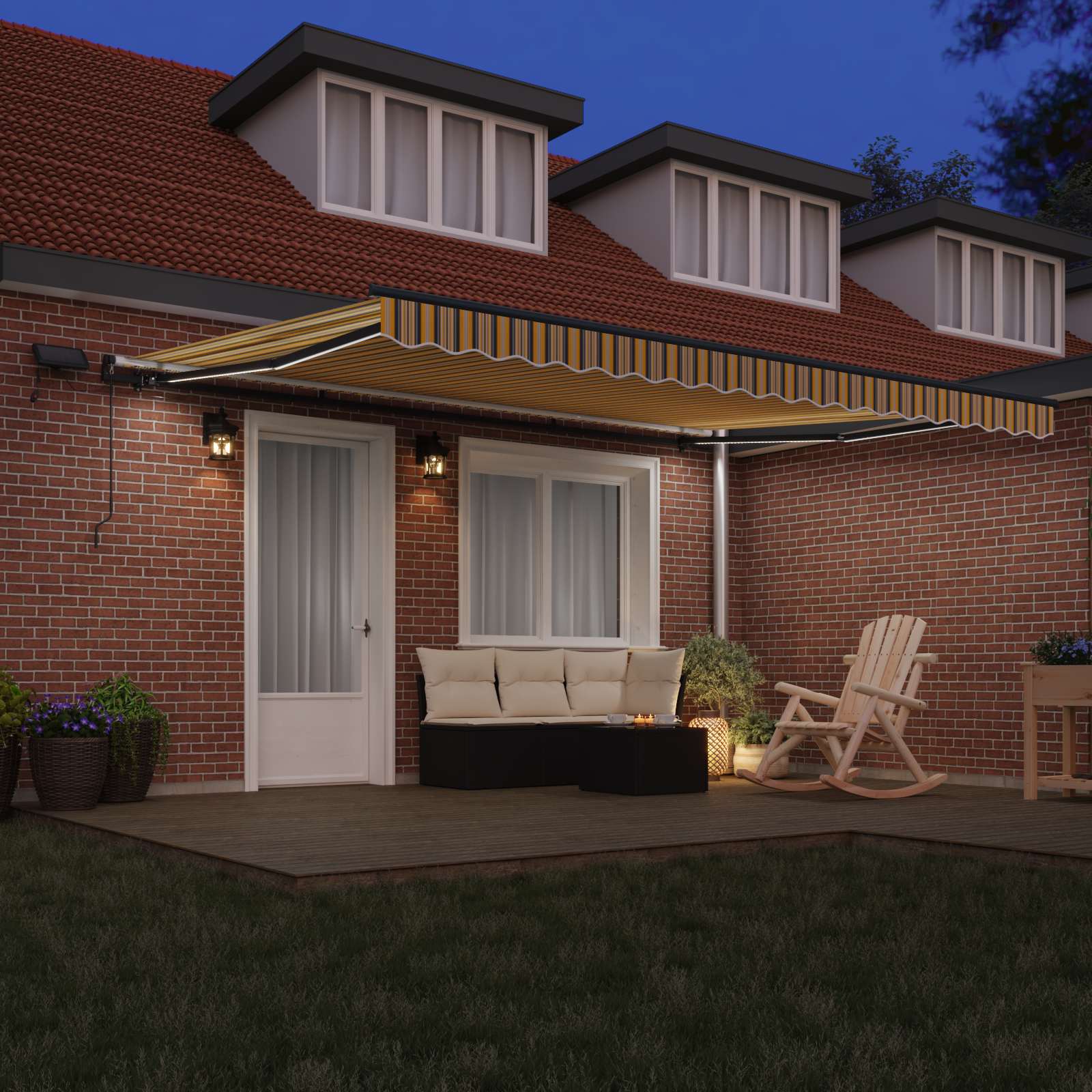 Povlačivi tende Šareni 450 × 350 cm Tkanina i Aluminij