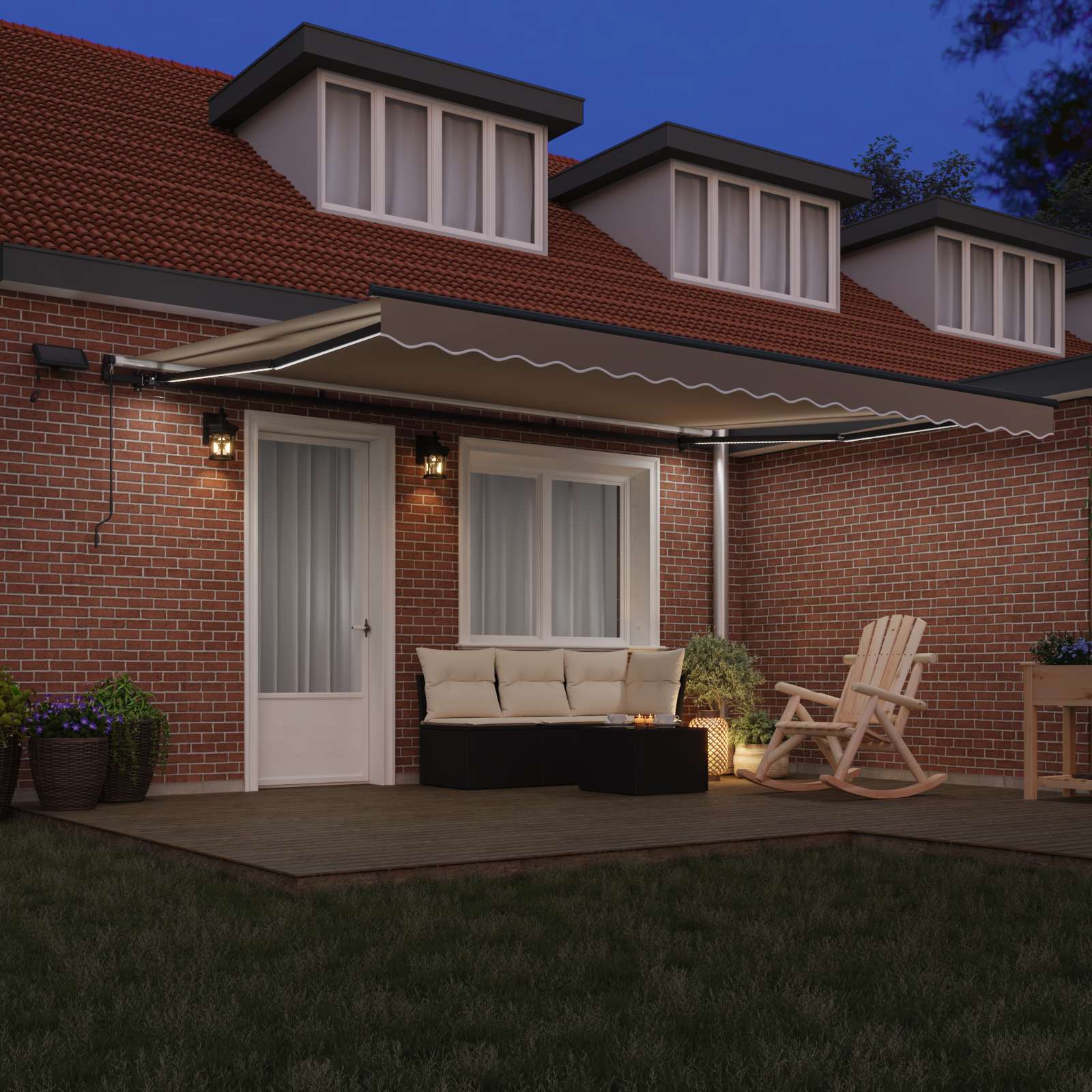 Skrovita tenda S LED lampica Bež 450 ×350 cm tkanina